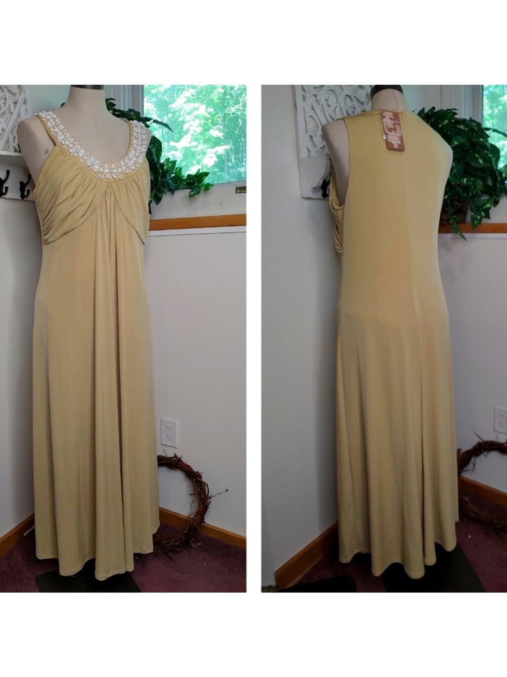 Soft Surrounding Beaded Silky Maxi Dress Size Large